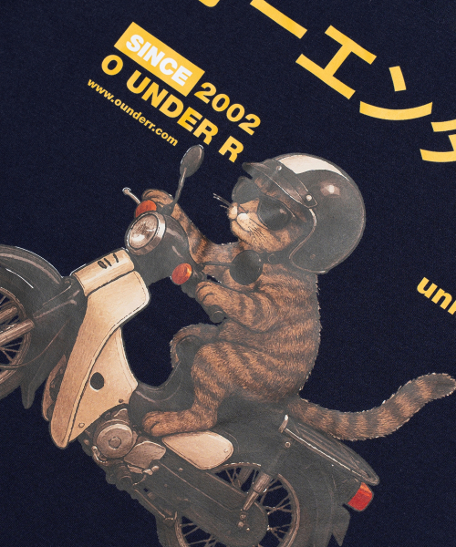 OUNDERR(オアンダーアール)の「RIDING BIKE CAT オーバーサイズ 半袖Tシャツ (ネイビー)(Tシャツ/カットソー・レディース・その他・SMALL/MEDIUM/LARGE/X-LARGE/2XL)」の3枚目の写真