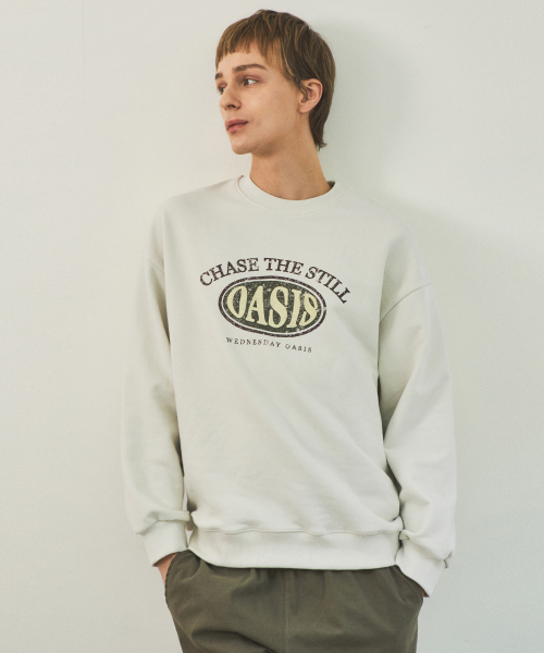 WEDNESDAY OASIS(ウェンズデーオアシス)の「ヴィンテージクラックオアシススウェットシャツ_3カラー(W25-TP03)(スウェット・メンズ・クリーム/ライトグレー/グレー系その他・FREE)」の6枚目の写真
