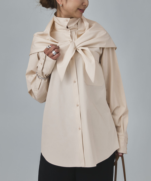 VERMEIL par iena（ヴェルメイユパーイエナ）の「バイアスシャツ（シャツ/ブラウス・レディース・スカイブルー/ベージュ・FREE）」の6枚目の写真