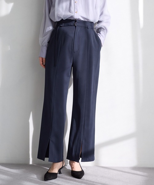 Andemiu(アンデミュウ)の「【セレモニー】フロントスリットハイウエストパンツ636783(スラックス・レディース・ブラック/ネイビー/アイボリー・SMALL/MEDIUM)」の1枚目の写真