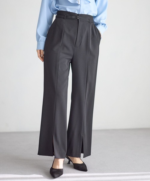 Andemiu(アンデミュウ)の「【セレモニー】フロントスリットハイウエストパンツ636783(スラックス・レディース・ブラック/ネイビー/アイボリー・SMALL/MEDIUM)」の3枚目の写真