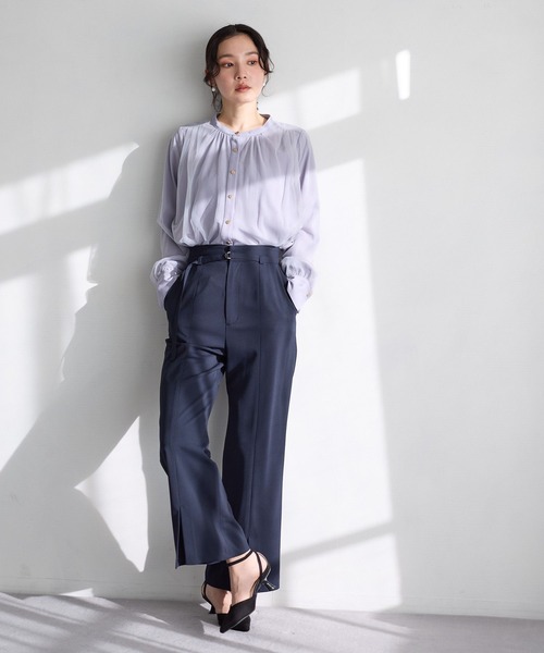 Andemiu(アンデミュウ)の「【セレモニー】フロントスリットハイウエストパンツ636783(スラックス・レディース・ブラック/ネイビー/アイボリー・SMALL/MEDIUM)」の7枚目の写真