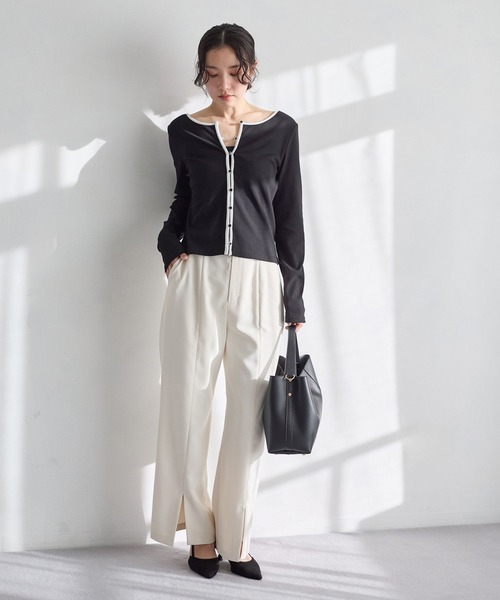 Andemiu(アンデミュウ)の「【セレモニー】フロントスリットハイウエストパンツ636783(スラックス・レディース・ブラック/ネイビー/アイボリー・SMALL/MEDIUM)」の9枚目の写真