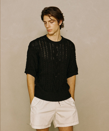 PADO SEOUL（パドソウル）の「オーバーサイズニット半袖ブラック（ニット/セーター）」