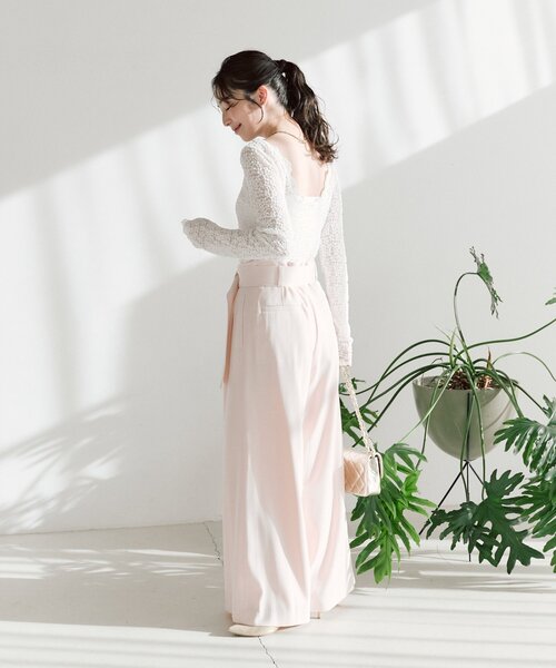 La boutique BonBon（ラブティックボンボン）の「レースストレッチ前後２WAYプルオーバー（Tシャツ/カットソー・レディース・オフホワイト/ブラック・FREE）」の8枚目の写真