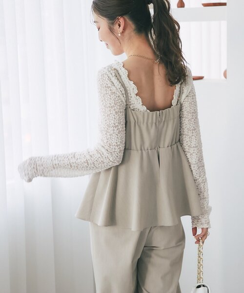 La boutique BonBon（ラブティックボンボン）の「レースストレッチ前後２WAYプルオーバー（Tシャツ/カットソー・レディース・オフホワイト/ブラック・FREE）」の20枚目の写真