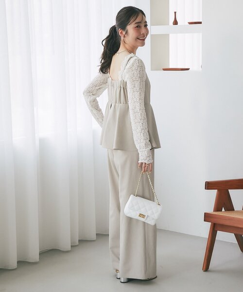 La boutique BonBon（ラブティックボンボン）の「レースストレッチ前後２WAYプルオーバー（Tシャツ/カットソー・レディース・オフホワイト/ブラック・FREE）」の22枚目の写真