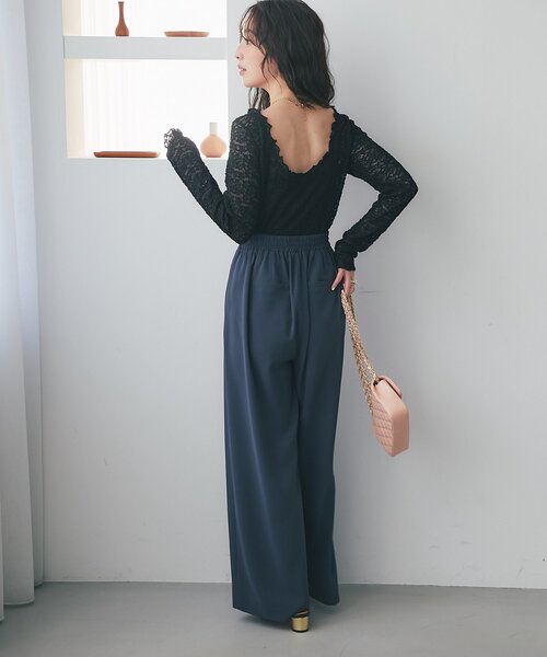 La boutique BonBon(ラブティックボンボン)の「【miki監修カラー登場】レースストレッチ前後2WAYプルオーバー(Tシャツ/カットソー・レディース・オフホワイト/ブラック/ピンク/バイオレット・FREE)」の21枚目の写真
