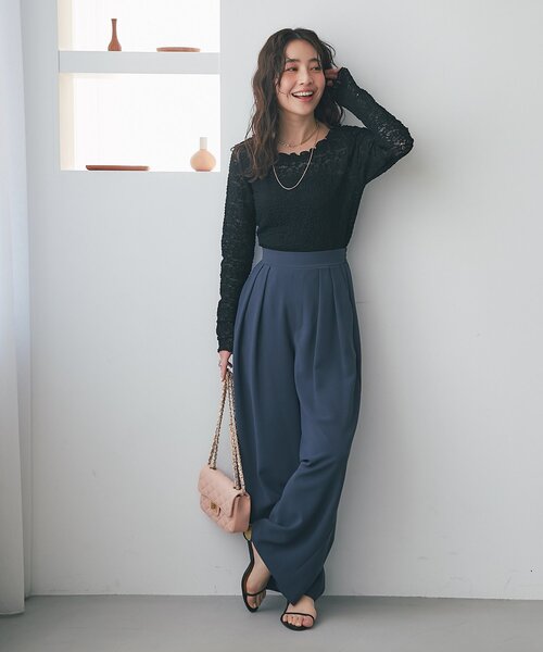 La boutique BonBon(ラブティックボンボン)の「【miki監修カラー登場】レースストレッチ前後2WAYプルオーバー(Tシャツ/カットソー・レディース・オフホワイト/ブラック/ピンク/バイオレット・FREE)」の22枚目の写真
