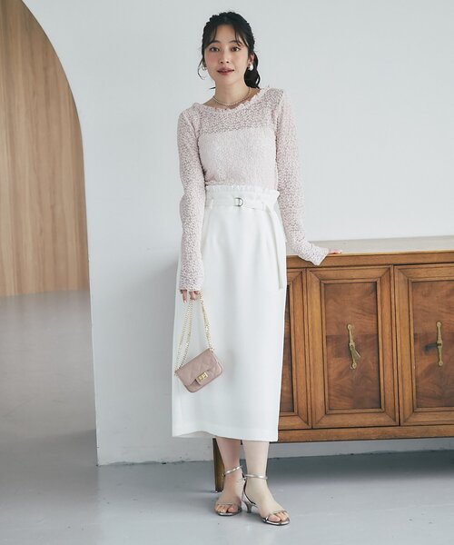 La boutique BonBon(ラブティックボンボン)の「【miki監修カラー登場】レースストレッチ前後2WAYプルオーバー(Tシャツ/カットソー・レディース・オフホワイト/ブラック/ピンク/バイオレット・FREE)」の16枚目の写真