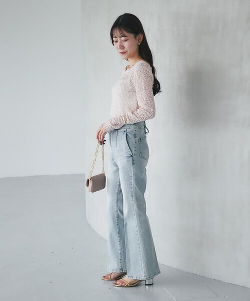 La boutique BonBon(ラブティックボンボン)の「【miki監修カラー登場】レースストレッチ前後2WAYプルオーバー(Tシャツ/カットソー・レディース・オフホワイト/ブラック/ピンク/バイオレット・FREE)」の8枚目の写真