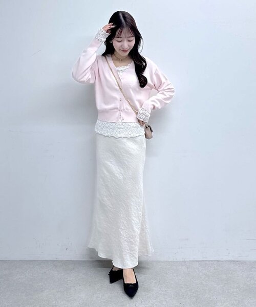 La boutique BonBon(ラブティックボンボン)の「【miki監修カラー登場】レースストレッチ前後2WAYプルオーバー(Tシャツ/カットソー・レディース・オフホワイト/ブラック/ピンク/バイオレット・FREE)」の6枚目の写真