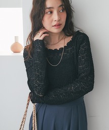 La boutique BonBon | レースストレッチ前後２WAYプルオーバー(Tシャツ/カットソー)