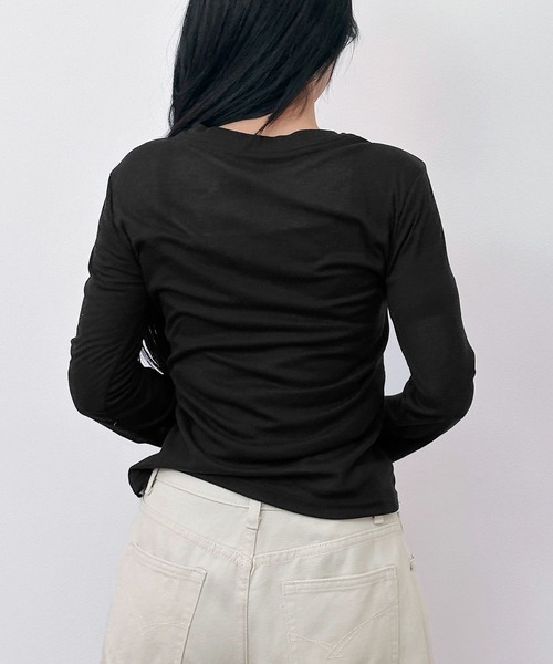 FOLLOWIN（フォロウィン）の「レイヤードヘンリー トップス（Tシャツ/カットソー・レディース・グレー/ブラック・FREE）」の17枚目の写真