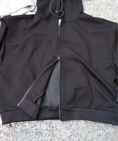 ATELANE(アテレーン)の「ATELANE / レーヨンMIXポンチ/ZIPパーカー(パーカー・メンズ・杢グレー/ブラック・LARGE/X-LARGE/MEDIUM)」の9枚目の写真