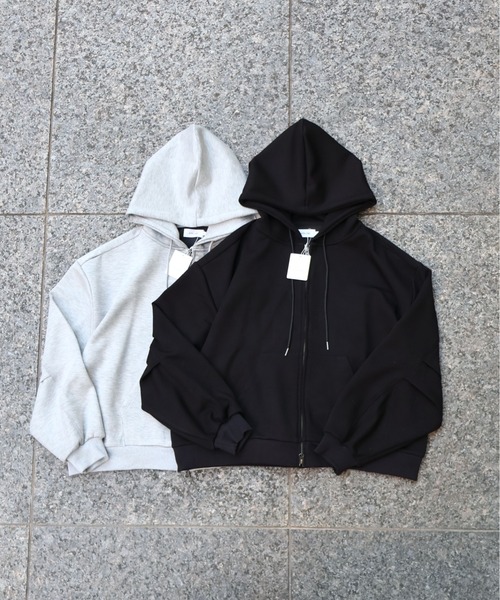 ATELANE(アテレーン)の「ATELANE / レーヨンMIXポンチ/ZIPパーカー(パーカー・メンズ・杢グレー/ブラック・LARGE/X-LARGE/MEDIUM)」の10枚目の写真