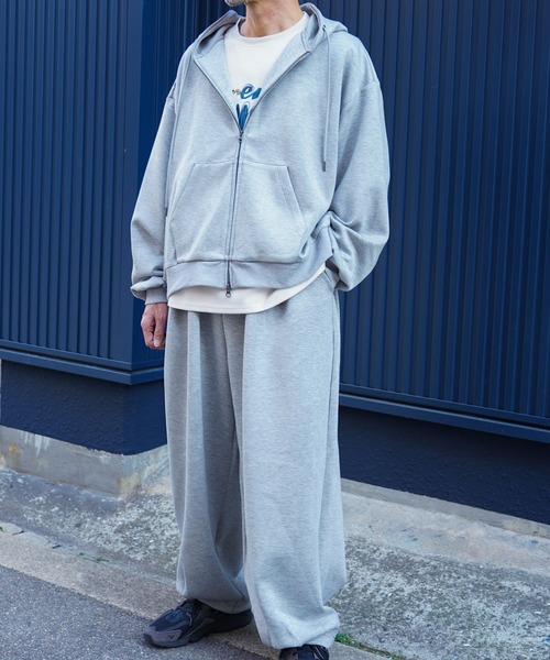 ATELANE(アテレーン)の「ATELANE / レーヨンMIXポンチ/ZIPパーカー(パーカー・メンズ・杢グレー/ブラック・LARGE/X-LARGE/MEDIUM)」の4枚目の写真