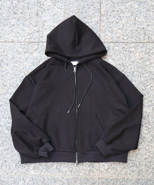 ATELANE(アテレーン)の「ATELANE / レーヨンMIXポンチ/ZIPパーカー(パーカー・メンズ・杢グレー/ブラック・LARGE/X-LARGE/MEDIUM)」の7枚目の写真