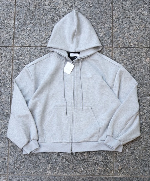 ATELANE(アテレーン)の「ATELANE / レーヨンMIXポンチ/ZIPパーカー(パーカー・メンズ・杢グレー/ブラック・LARGE/X-LARGE/MEDIUM)」の8枚目の写真