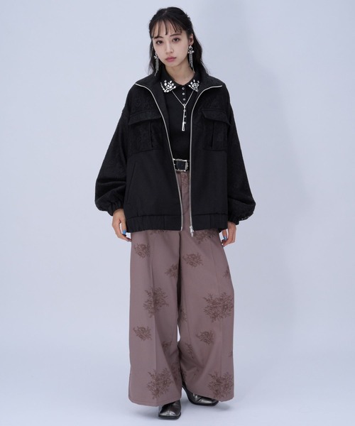 HARE（ハレ）の「ビジューポロリブカットソー(HARE)（Tシャツ/カットソー・レディース・ブラック/ライトグレー・FREE）」の6枚目の写真