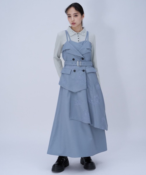 HARE（ハレ）の「ビジューポロリブカットソー(HARE)（Tシャツ/カットソー・レディース・ブラック/ライトグレー・FREE）」の7枚目の写真