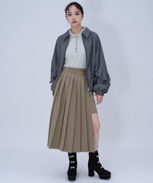 HARE（ハレ）の「ビジューポロリブカットソー(HARE)（Tシャツ/カットソー・レディース・ブラック/ライトグレー・FREE）」の8枚目の写真