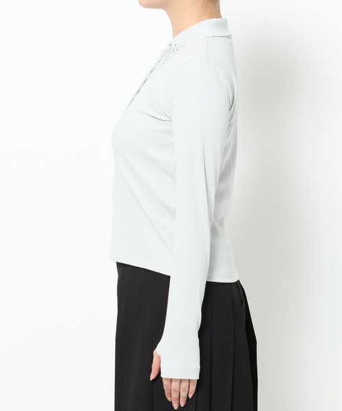 HARE（ハレ）の「ビジューポロリブカットソー(HARE)（Tシャツ/カットソー・レディース・ブラック/ライトグレー・FREE）」の12枚目の写真