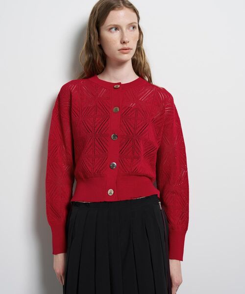 LANVIN en Bleu(ランバンオンブルー)の「JLメタルボタンレースニットカーディガン(ニット/セーター・レディース・オフホワイト/ネイビー/レッド・38)」の15枚目の写真