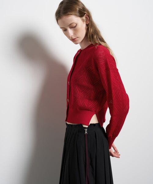 LANVIN en Bleu(ランバンオンブルー)の「JLメタルボタンレースニットカーディガン(ニット/セーター・レディース・オフホワイト/ネイビー/レッド・38)」の16枚目の写真