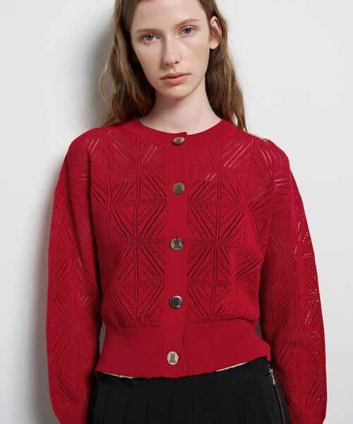 LANVIN en Bleu(ランバンオンブルー)の「JLメタルボタンレースニットカーディガン(ニット/セーター・レディース・オフホワイト/ネイビー/レッド・38)」の18枚目の写真