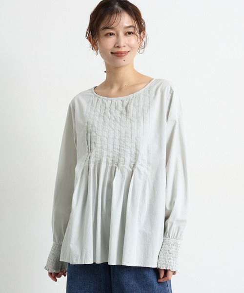 studio CLIP(スタディオクリップ)の「コットンレーヨンフロントピンタックブラウス(シャツ/ブラウス・レディース・アイボリー/ライトグリーン・FREE)」の9枚目の写真