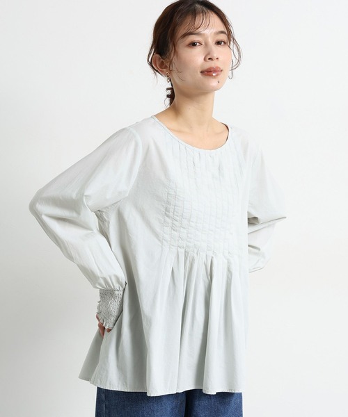 studio CLIP(スタディオクリップ)の「コットンレーヨンフロントピンタックブラウス(シャツ/ブラウス・レディース・アイボリー/ライトグリーン・FREE)」の11枚目の写真