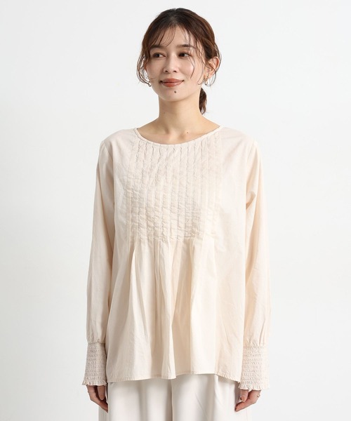 studio CLIP(スタディオクリップ)の「コットンレーヨンフロントピンタックブラウス(シャツ/ブラウス・レディース・アイボリー/ライトグリーン・FREE)」の14枚目の写真