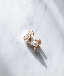 パールモチーフビジューコイルクリップイヤリング