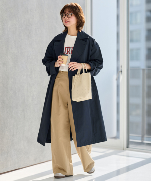 JOURNAL STANDARD relume（ジャーナルスタンダード　レリューム）の「《WEB限定追加 / 新色 / 洗濯機洗い可》コットンナイロンライトトレンチコート（トレンチコート・レディース・ベージュ/ネイビー/オリーブ・36/38）」の3枚目の写真