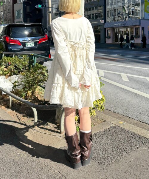 w closet（ダブルクローゼット）の「ジャガードミニキャミワンピ（ワンピース・レディース・ブラック/アイボリー/ブラウン・FREE）」の7枚目の写真