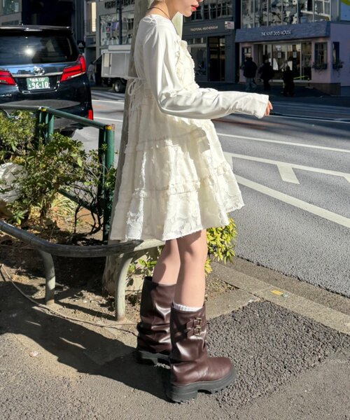 w closet（ダブルクローゼット）の「ジャガードミニキャミワンピ（ワンピース・レディース・ブラック/アイボリー/ブラウン・FREE）」の8枚目の写真