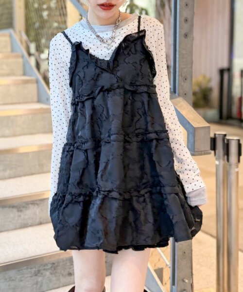 w closet（ダブルクローゼット）の「ジャガードミニキャミワンピ（ワンピース・レディース・ブラック/アイボリー/ブラウン・FREE）」の19枚目の写真