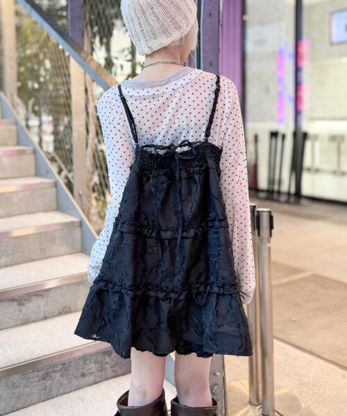 w closet（ダブルクローゼット）の「ジャガードミニキャミワンピ（ワンピース・レディース・ブラック/アイボリー/ブラウン・FREE）」の21枚目の写真