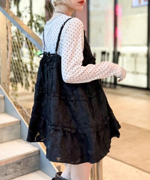 w closet（ダブルクローゼット）の「ジャガードミニキャミワンピ（ワンピース・レディース・ブラック/アイボリー/ブラウン・FREE）」の22枚目の写真