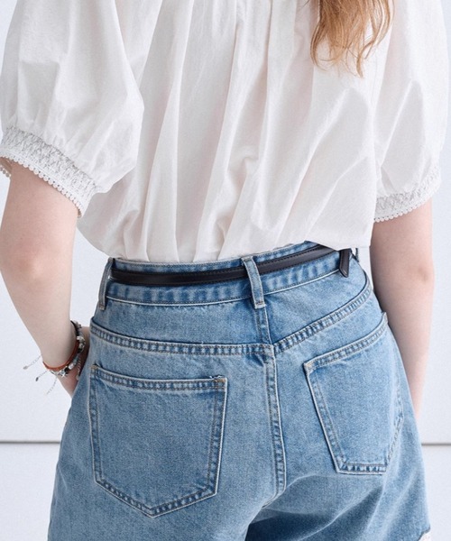 Mejoul（メジュール）の「【2026春夏新作】ハイウエスト レース デニムショートパンツ（デニムパンツ・レディース・ブラック/ブルー・M/L）」の7枚目の写真