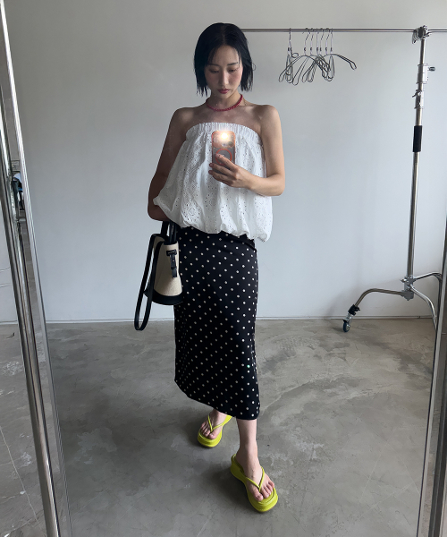 320SHOWROOM（320ショールーム）の「Polka Dot Banding Skirt Black（スカート・レディース・ブラック・MEDIUM/SMALL）」の7枚目の写真
