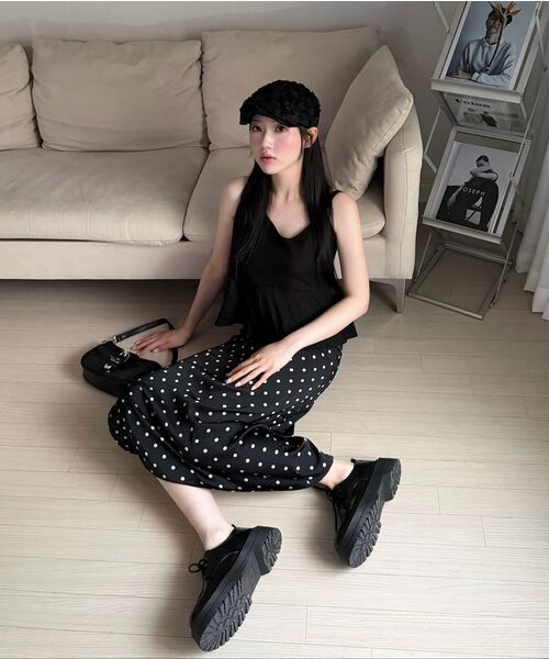 320SHOWROOM（320ショールーム）の「Polka Dot Banding Skirt Black（スカート・レディース・ブラック・MEDIUM/SMALL）」の3枚目の写真