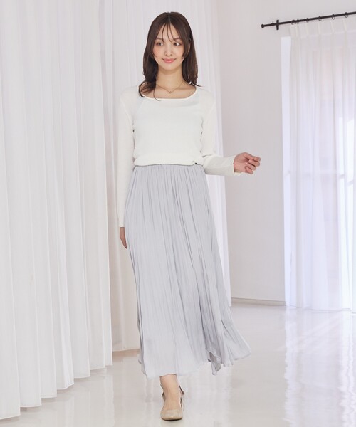 abahouse mavie(アバハウスマヴィ)の「【袖ボタン】スクエアネックリブニット/きれいめ/セミオケ/通勤/春服(ニット/セーター・レディース・セージグリーン/ダークネイビー/ホワイト・フリー)」の20枚目の写真