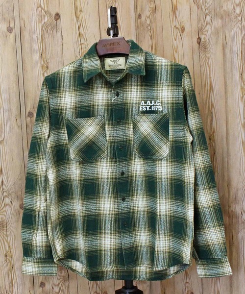 AVIREX（アヴィレックス）の「-A.A.R.C-OMBRE CHECK EMB SHIRT（シャツ/ブラウス・メンズ・チャコールグレー/グリーン/バーガンディー・M/XL/L/XXL）」の9枚目の写真