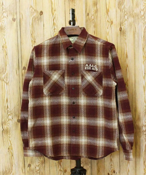 AVIREX（アヴィレックス）の「-A.A.R.C-OMBRE CHECK EMB SHIRT（シャツ/ブラウス・メンズ・チャコールグレー/グリーン/バーガンディー・M/XL/L/XXL）」の12枚目の写真