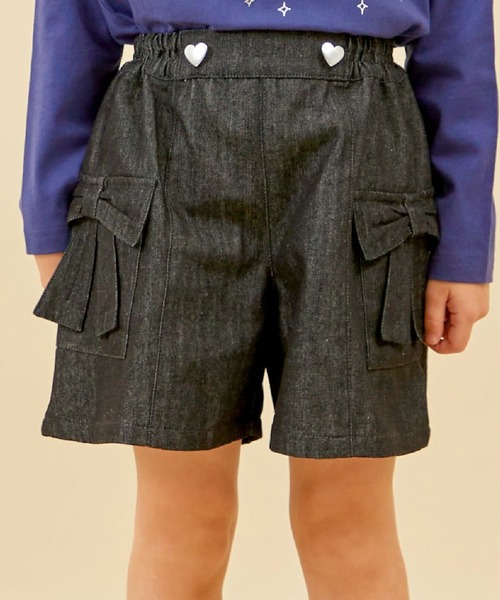 KP（ケーピー）の「リボンポケット デニム キュロット（その他パンツ・キッズ・ネイビー/ブラック・110cm/130cm/140cm/150cm/160cm/120cm）」の2枚目の写真