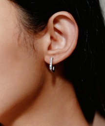 【novice】CZ Hinged Square Hoop Pierce［Stainless］
