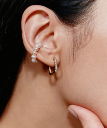 【novice】CZ Hinged Square Hoop Pierce［Stainless］