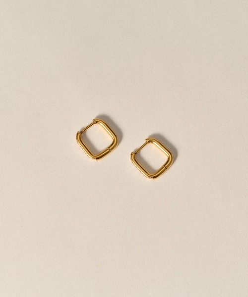 novice（ノーヴィス）の「【novice】CZ Hinged Square Hoop Pierce［Stainless］（ピアス（両耳用）・レディース・シルバー/ゴールド・FREE）」の5枚目の写真